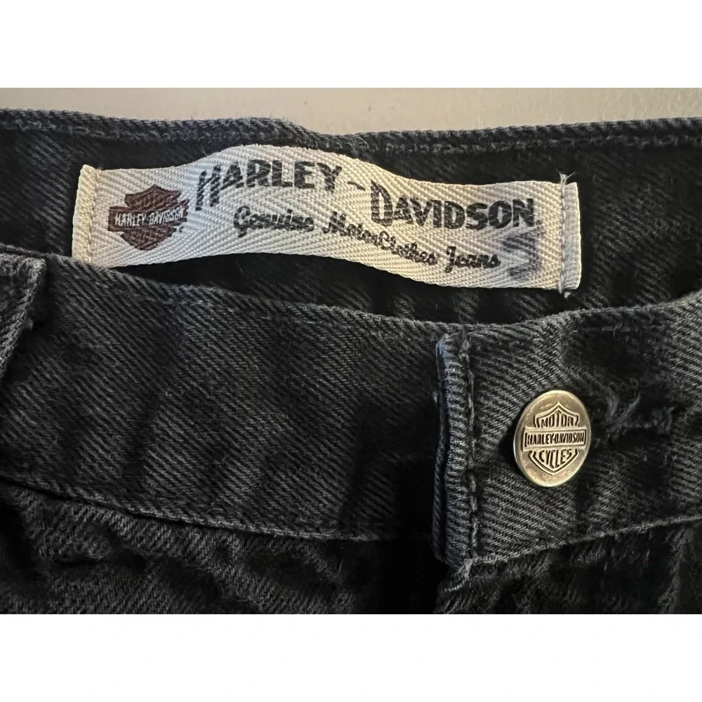 Harley Davidson 36x34 Black Straight Leg Denim Jeans Biker Motorcycle Vintage
